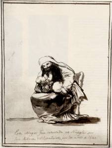 Goya,  Esta muger fue retratada en Napoles por José Ribera o el Españoleto, por los años de 164, Album E, p.22, c.1814-17.